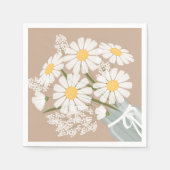 Serviette En Papier Baies blanches Mason Jar Bouquet Coin beige (Devant)