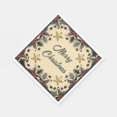 Serviette En Papier Baies de houx rétro et verdure (Coin)