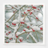 Serviette En Papier Baies rouges dans la neige (Devant)