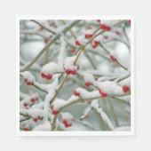 Serviette En Papier Baies rouges dans la neige (Devant)