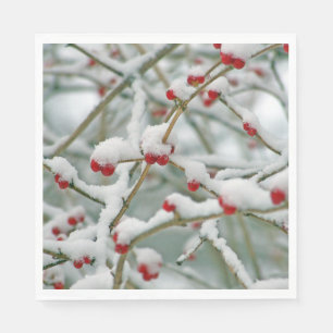 Serviette En Papier Baies rouges dans la neige