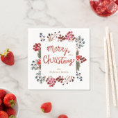 Serviette En Papier baies rouges d'hiver Joyeux Noël (En situation)