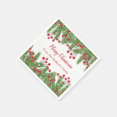 Serviette En Papier Baies rouges neige, Noël de pin (Coin)