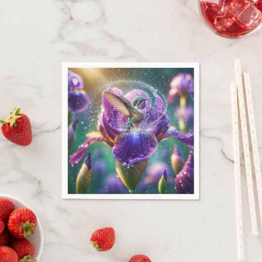 Serviette En Papier Baignade des colibris dans un Iris (En situation)