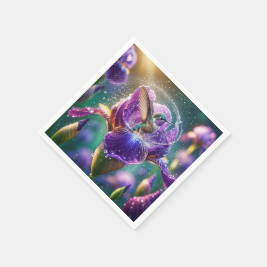 Serviette En Papier Baignade des colibris dans un Iris (Coin)