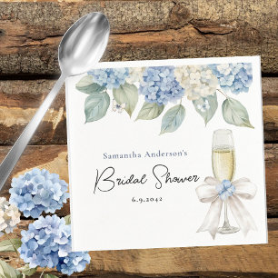 Serviette En Papier Baigne de champagne et hydrangeas bleus pour une b