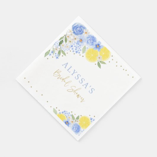 Serviette En Papier Baigne de mariage Blue Floral Lemon Main Squeeze (Coin)
