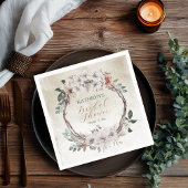 Serviette En Papier Baigne de mariée floral automnal bohème assourdi