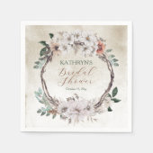 Serviette En Papier Baigne de mariée floral automnal bohème assourdi (Devant)