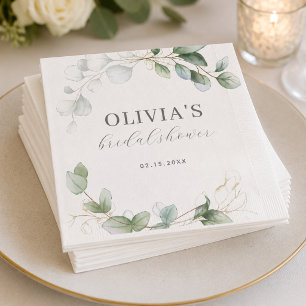 Serviette En Papier Baigne de verdure d'eucalyptus Baby Shower Bohème