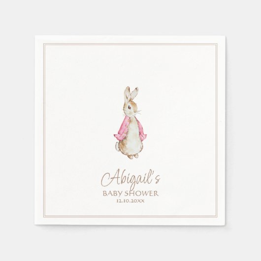 Serviette En Papier Baignée de Bébé Fille Lapin Classique Rose (Devant)