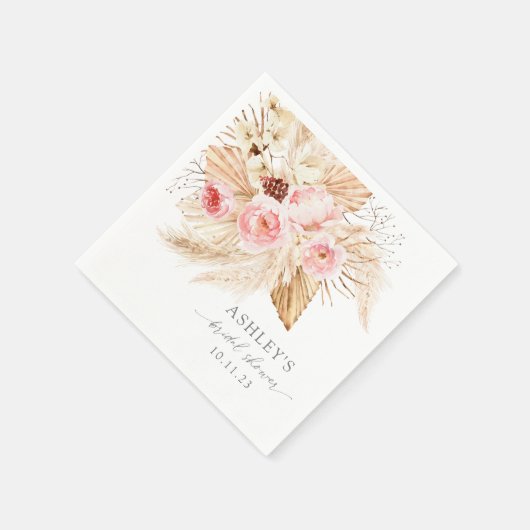 Serviette En Papier Baigneoire florale aquarelle pampas Mariage (Coin)