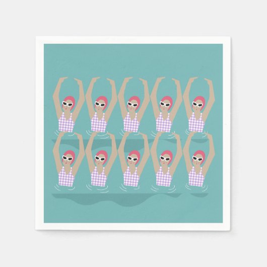 Serviette En Papier Baigneurs artistiques | Illustration de natation a (Devant)