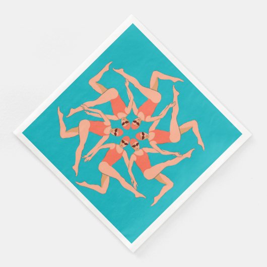 Serviette En Papier Baigneurs - Baignade synchronisée (Coin)