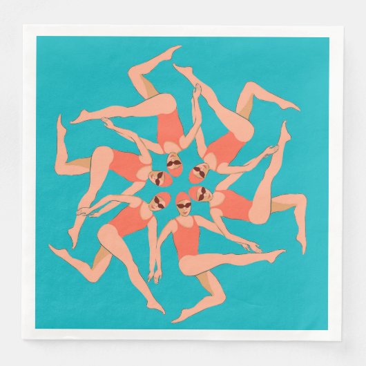 Serviette En Papier Baigneurs - Baignade synchronisée (Devant)