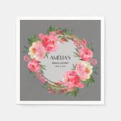 Serviette En Papier Baigneuse Fleurie Rose Mariage (Devant)