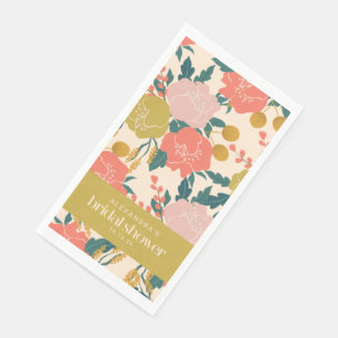 Serviette En Papier Baigneuse Jaune Orange Bohème Fleurs Mariage