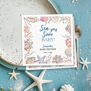 Serviette En Papier Baignoire en coquillages Baby Shower