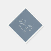 Serviette En Papier Bailee Dusty Blue Mariage moderne (Coin)