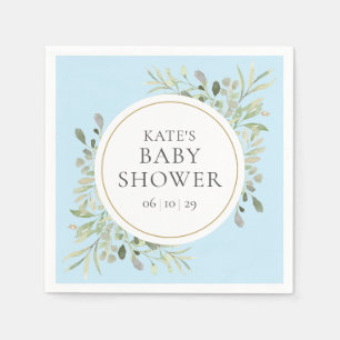 Serviette En Papier Bain Bébé Garçon Bleu à la peinture à l'eau végéta