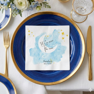 Serviette En Papier Bain d'aquarelle Baby Shower Au-Delà de la Lune