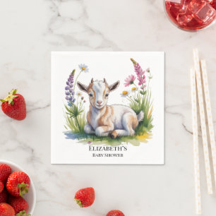 Serviette En Papier Bain de bébé chèvre aux fleurs sauvages Baby Showe