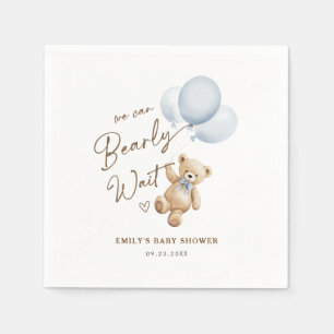 Serviette En Papier Bain de bébé garçon Ourson Bleu Blanc