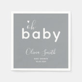 Serviette En Papier Bain de bébé gris Oh (Devant)