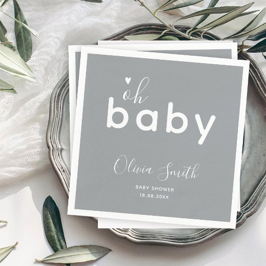 Serviette En Papier Bain de bébé gris Oh