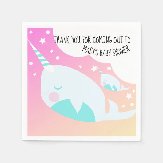 Serviette En Papier Bain de bébé Narwhale Ombré (Devant)
