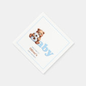 Serviette En Papier Bain de bébé Ourson Bleu (Coin)