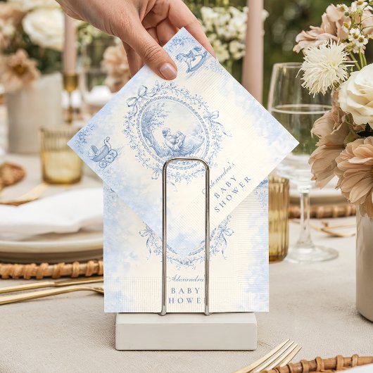 Serviette En Papier Bain de bébé Toile Bleue Classique