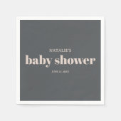 Serviette En Papier Bain de bébé typographie boho gris rose (Devant)