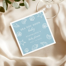 Serviette En Papier Bain de mer bleu poussiéreux Bientôt Fête prénatal