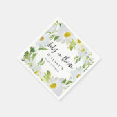 Serviette En Papier Baise blanche | Baby shower Été floraison florale (Coin)
