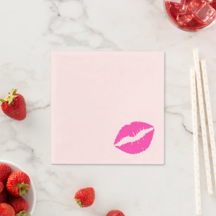 Serviette En Papier Baiser imprimé au rouge à lèvres rose