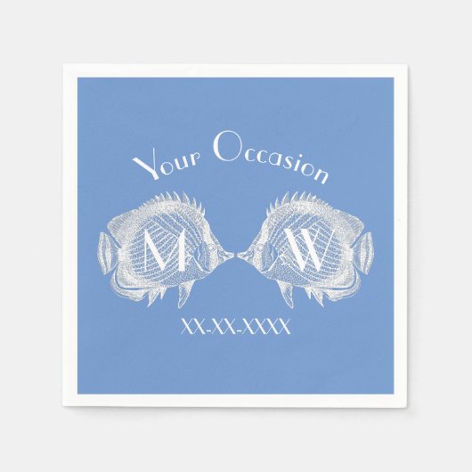 Serviette En Papier Baiser Poisson Votre couleur Personnaliser (Devant)