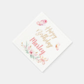 Serviette En Papier Baisers à papillon et voeux d'anniversaire, toute (Coin)