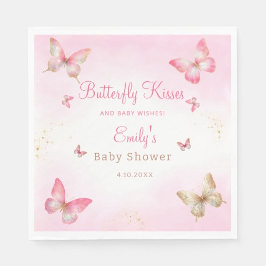 Serviette En Papier Baisers à papillon et voeux de bébé Baby shower fi (Devant)