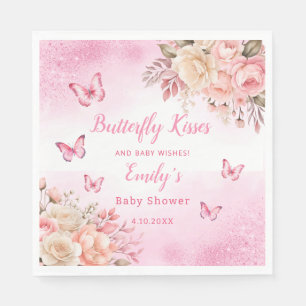 Serviette En Papier Baisers à papillon et voeux de bébé Baby shower ro