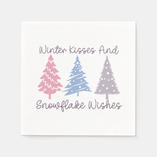 Serviette En Papier Baisers d'hiver et wis de flocon (Devant)