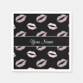 Serviette En Papier Baisers noirs et roses (Devant)