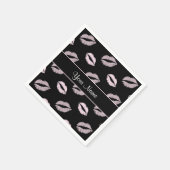 Serviette En Papier Baisers noirs et roses (Coin)