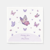Serviette En Papier Baisers papillon Baby shower violet (Devant)