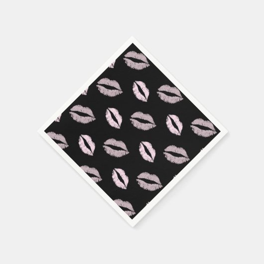 Serviette En Papier Baisers Rose Argenté (Coin)