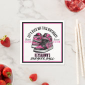 Serviette En Papier Bal Basket rose et noir (En situation)