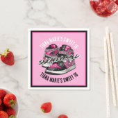 Serviette En Papier Bal basket rose et noir Anniversaire (En situation)