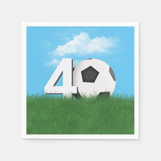 Serviette En Papier Bal De Football 40e Anniversaire En Herbe Verte (Devant)
