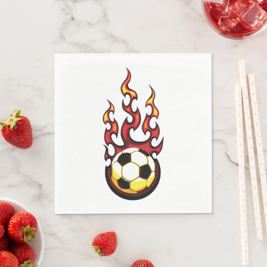 Serviette En Papier Bal De Football En Feu (En situation)