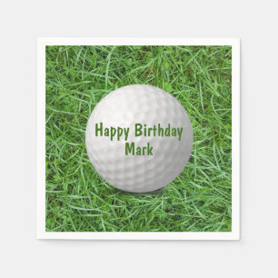 Serviette En Papier Bal de golf d'anniversaire sur l'herbe
